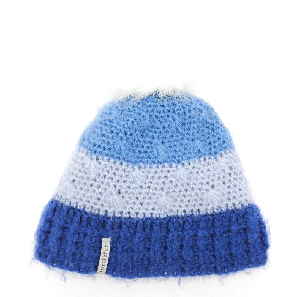 Turtle Fur Youth‎ Kids Pom Pom Sherpa Lined Winter Beanie Snow Cap Warm Blue